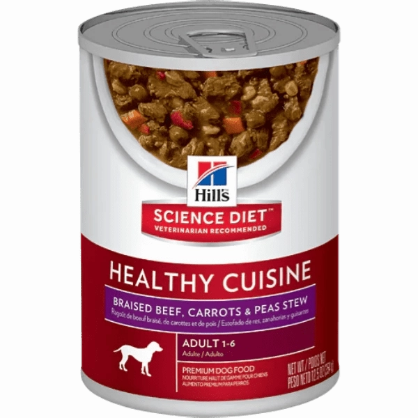 Science Diet Healthy Cuisine Braised Beef, Carrots & Peas Stew Adult Canned Dog Food, 12.5oz