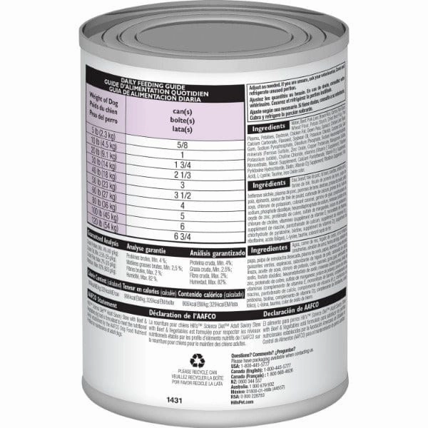 Science Diet Savory Stew with Beef & Vegetables Adult Canned Dog Food, 12.8oz