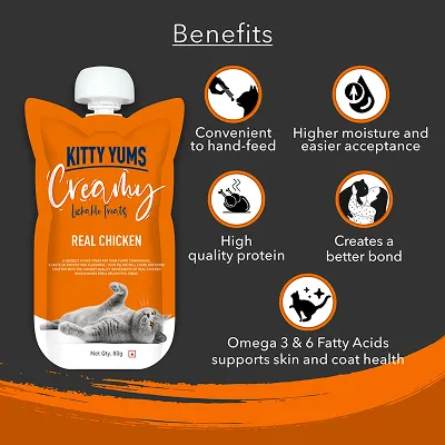 Sheba Chicken Loaf Kitten Wet Food, Drools Biscuit Treat, Kitty Yums Lickable Real Chicken Creamy Treat Cats Combo