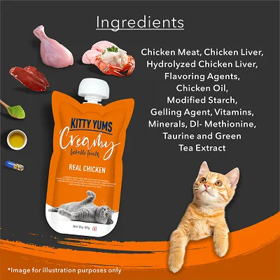 Sheba Chicken Loaf Kitten Wet Food, Drools Biscuit Treat, Kitty Yums Lickable Real Chicken Creamy Treat Cats Combo