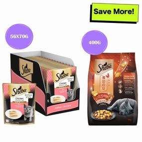 Sheba Chicken Loaf Premium Kitten (2 to 12 Months) Wet Food and Chicken All Life Stage Cat Dry Food Combo