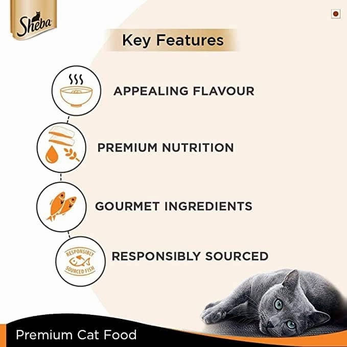 Sheba Complete Nutrition Succulent Chicken Breast In Gravy Cat Wet Food and Chicken Flavour Irresistible Cat Dry Food Combo