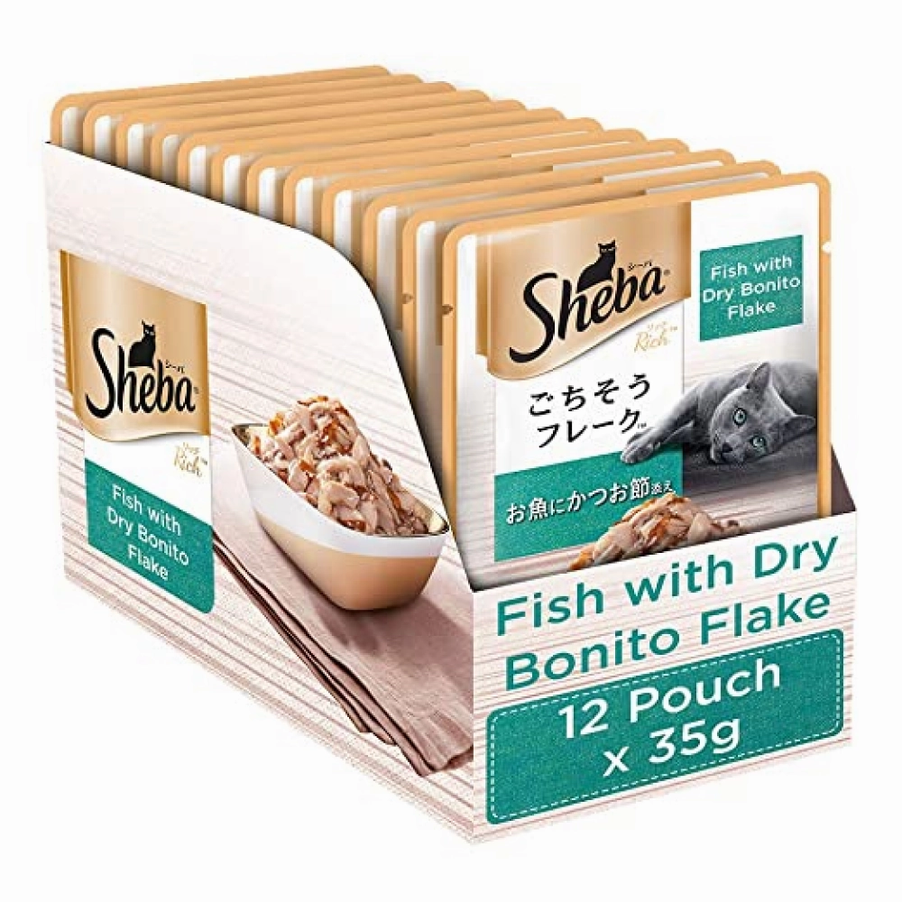 Sheba Fish with Dry Bonito Flake Premium Cat Wet Food and Chicken Flavour Irresistible All Life Stage Cat Dry Food Combo