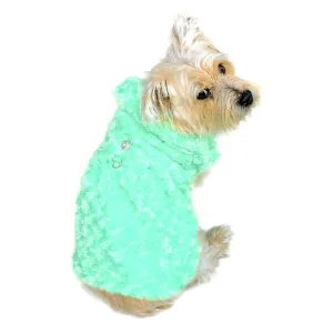 Shop Til You Drop Faux Fur Dog Coat Seafoam