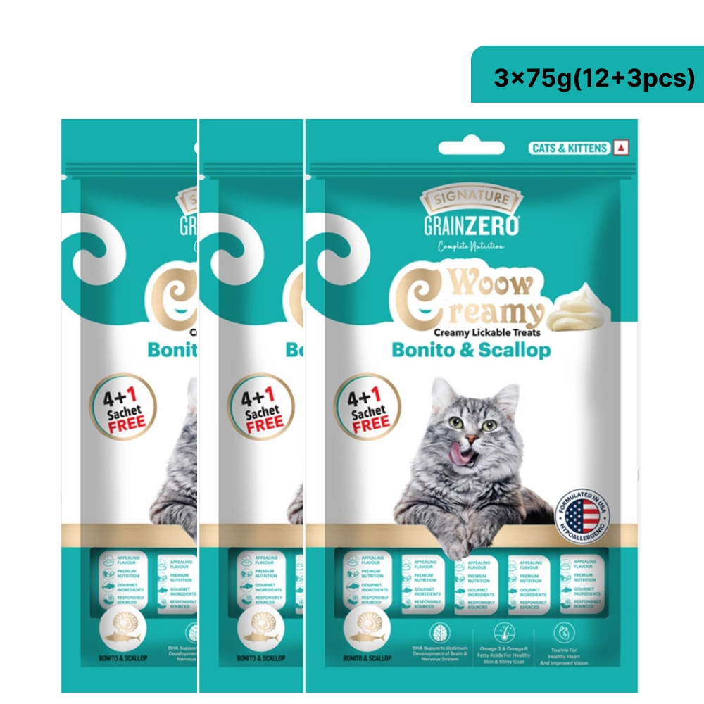 Signature Grain Zero Bonito and Scallop Lickable Creamy Treats for Cats