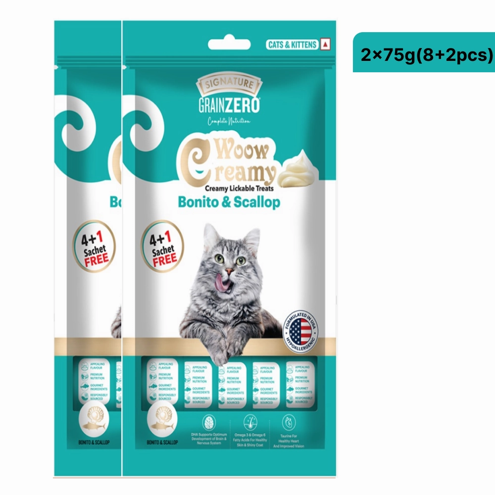 Signature Grain Zero Bonito and Scallop Lickable Creamy Treats for Cats