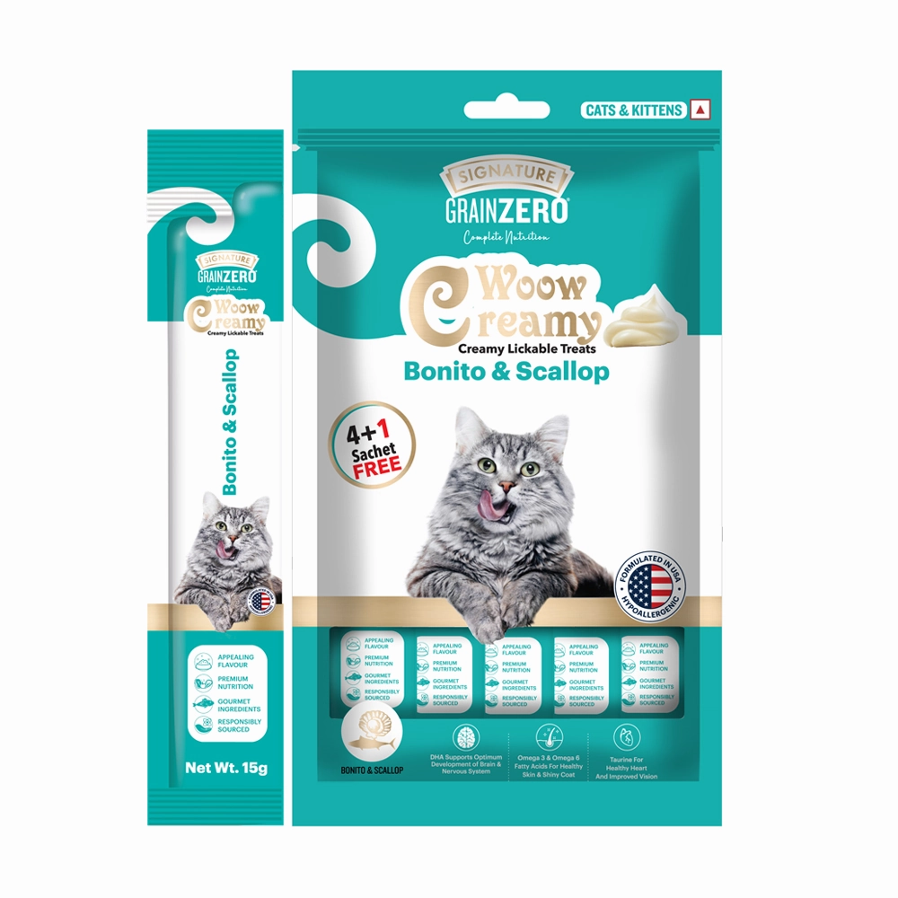 Signature Grain Zero Bonito and Scallop Lickable Creamy Treats for Cats