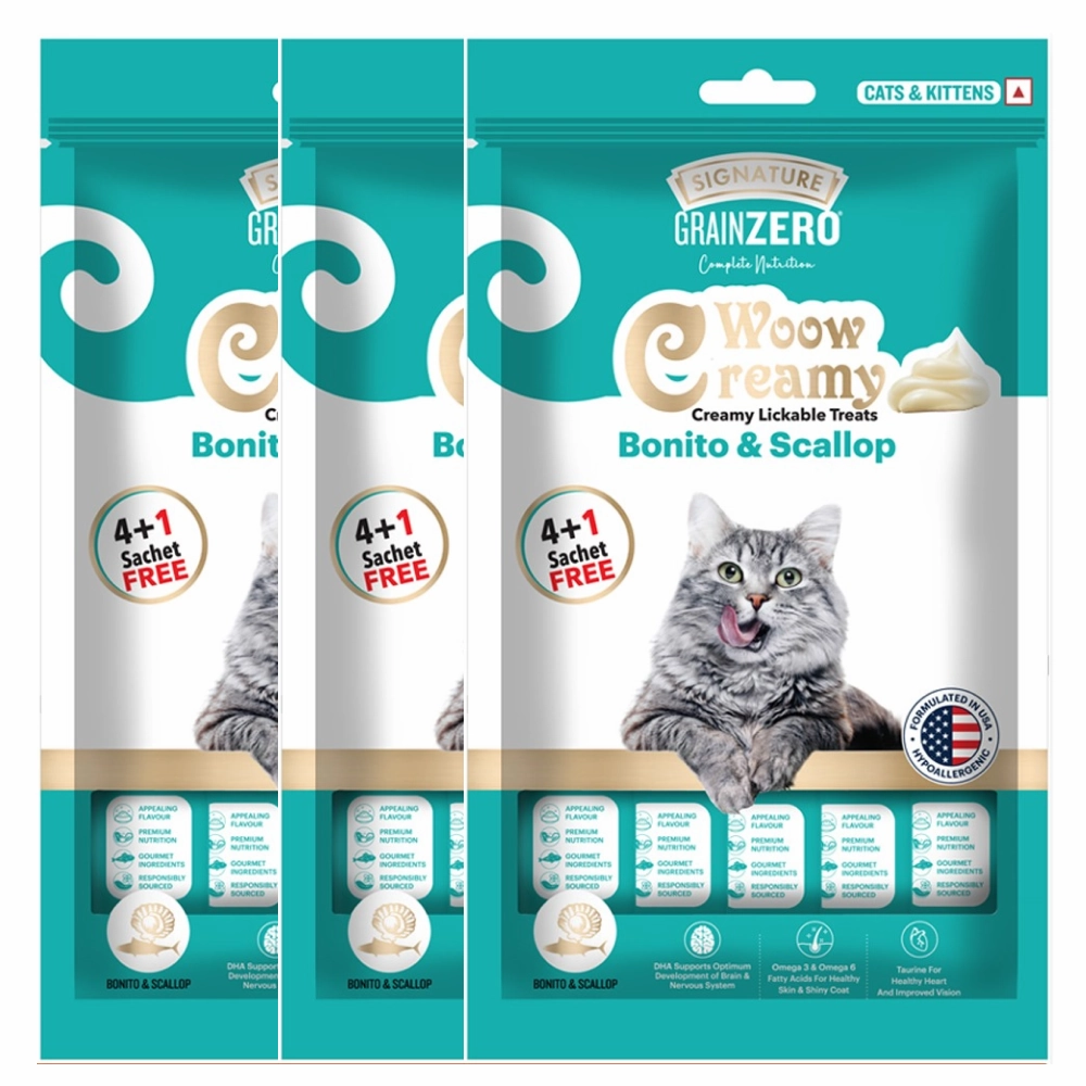 Signature Grain Zero Bonito and Scallop Lickable Creamy Treats for Cats