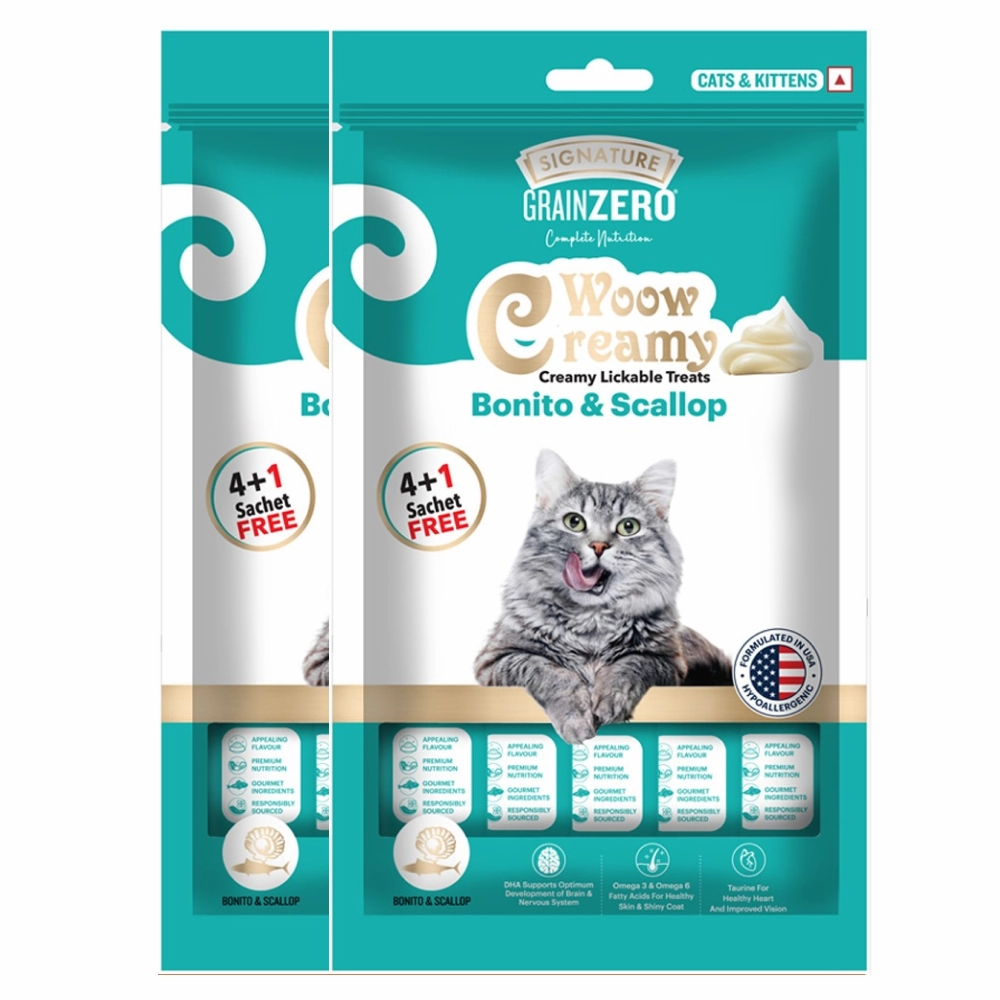 Signature Grain Zero Bonito and Scallop Lickable Creamy Treats for Cats