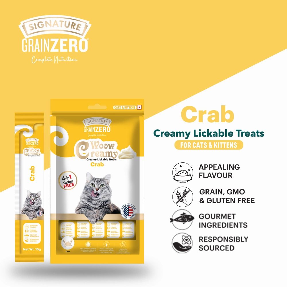 Signature Grain Zero Crab and Bonito & Scallop Lickable Creamy Treats for Cats Combo