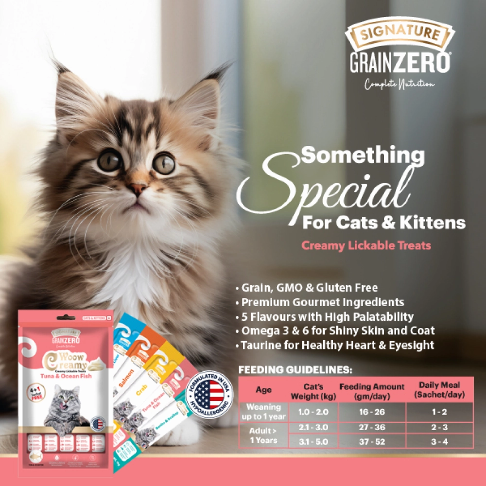 Signature Grain Zero Crab and Chicken & Liver Lickable Creamy Cat Treats Combo