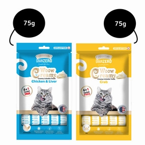Signature Grain Zero Crab and Chicken & Liver Lickable Creamy Cat Treats Combo