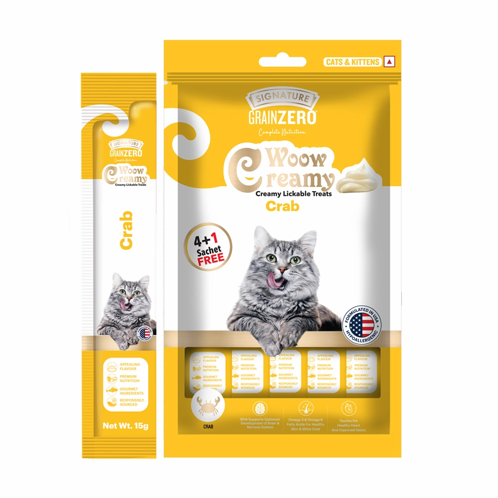 Signature Grain Zero Crab and Chicken & Liver Lickable Creamy Cat Treats Combo
