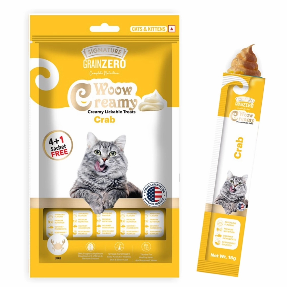Signature Grain Zero Crab and Chicken & Liver Lickable Creamy Cat Treats Combo