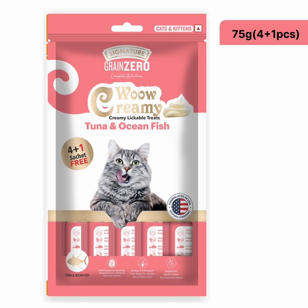 Signature Grain Zero Crab, Bonito and Scallop and Tuna and Ocean Fish Lickable Creamy Cat Treats Combo