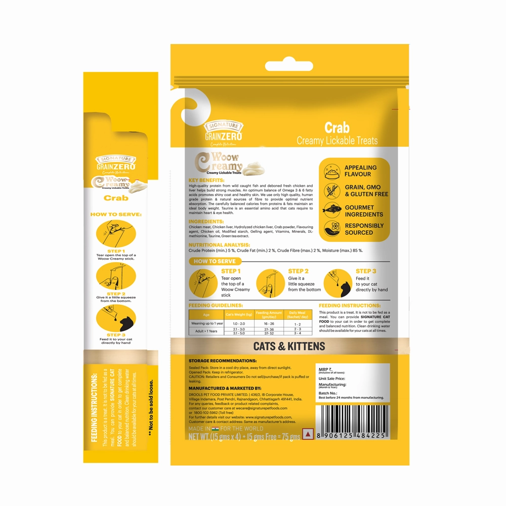 Signature Grain Zero Crab, Salmon and Tuna and Ocean Fish Lickable Creamy Cat Treats Combo