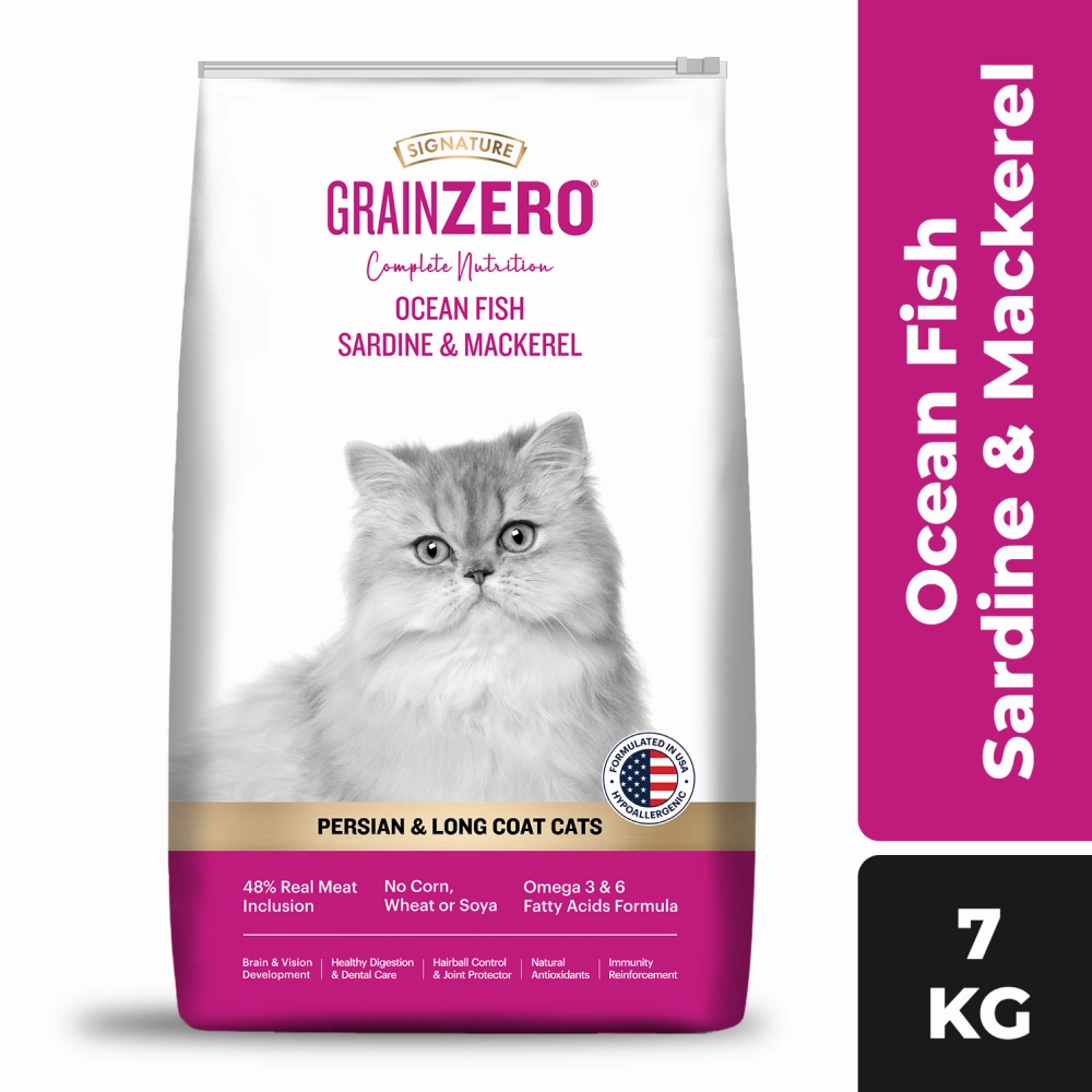 Signature Grain Zero Ocean Fish Sardine Mackerel Adult Dry Food, Sheba Tuna Prawn Maguro Melty Cats Treats Combo
