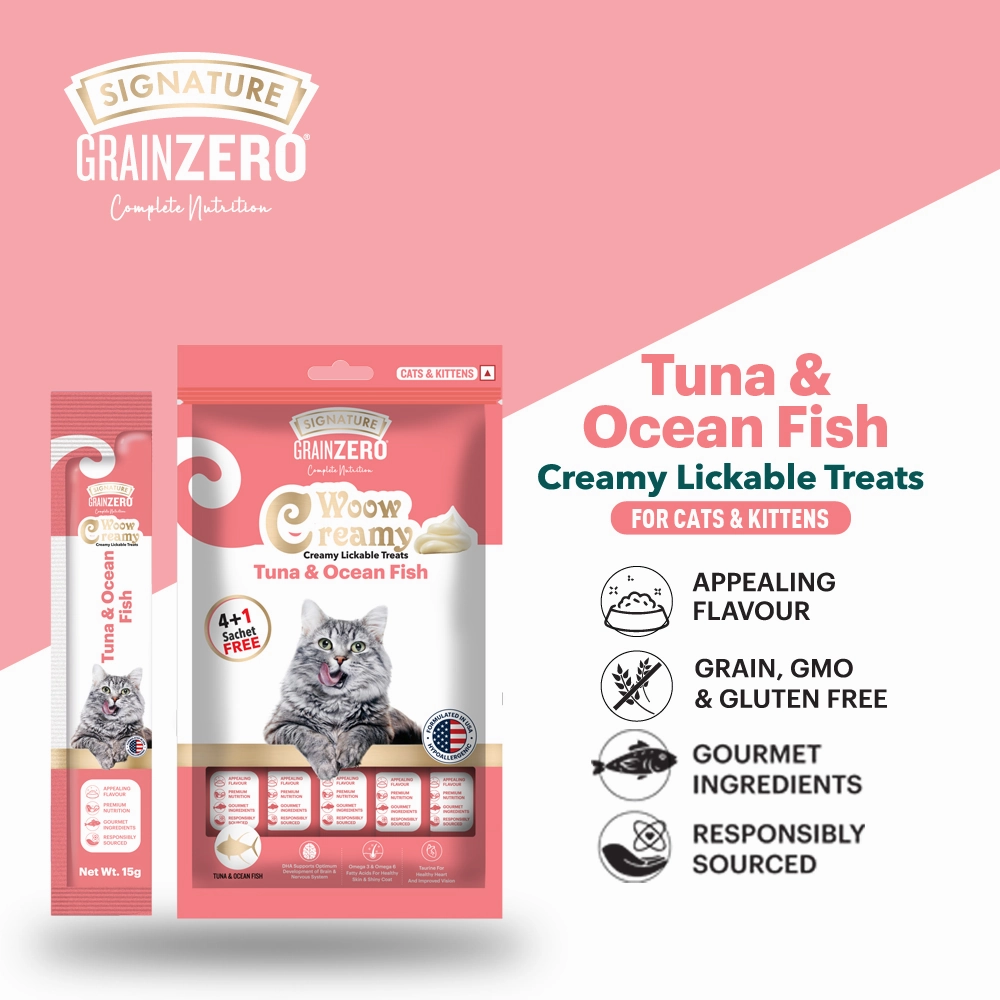 Signature Grain Zero Salmon and Tuna & Ocean Fish Lickable Creamy Cat Treats Combo