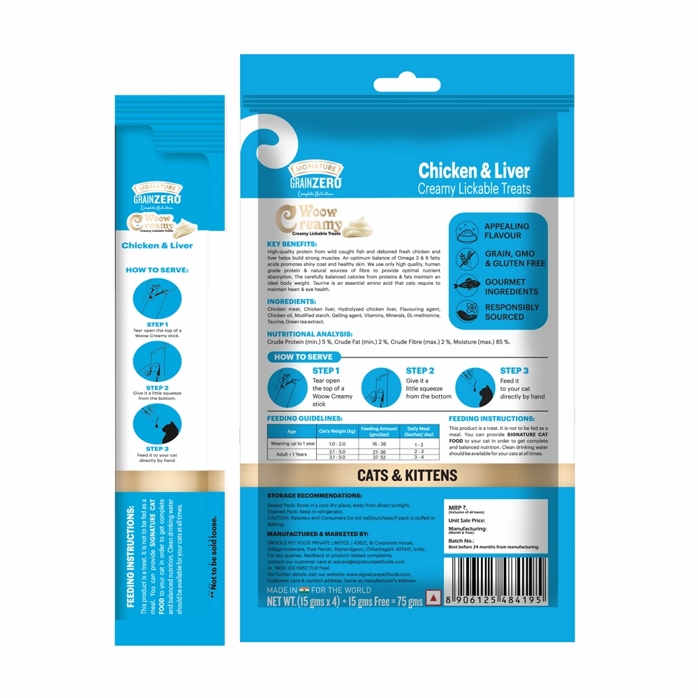 Signature Grain Zero Tuna and Ocean Fish & Chicken and Liver Lickable Creamy Cat Treats Combo