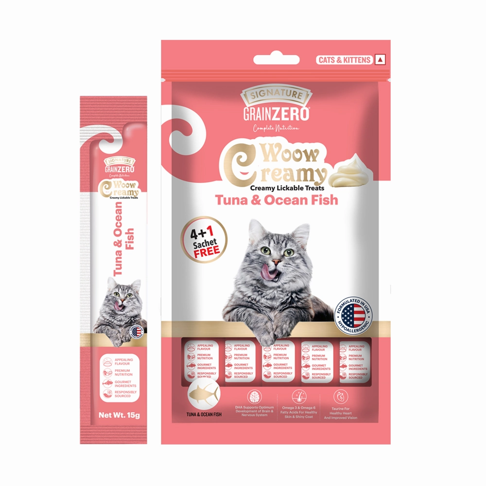 Signature Grain Zero Tuna and Ocean Fish & Chicken and Liver Lickable Creamy Cat Treats Combo