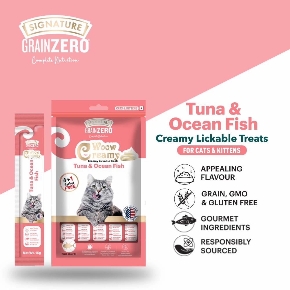 Signature Grain Zero Tuna and Ocean Fish & Chicken and Liver Lickable Creamy Cat Treats Combo