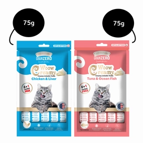 Signature Grain Zero Tuna and Ocean Fish & Chicken and Liver Lickable Creamy Cat Treats Combo