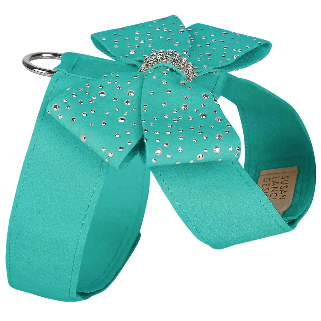 Silver Stardust Nouveau Bow Tinkie Dog Harness Bimini Blue
