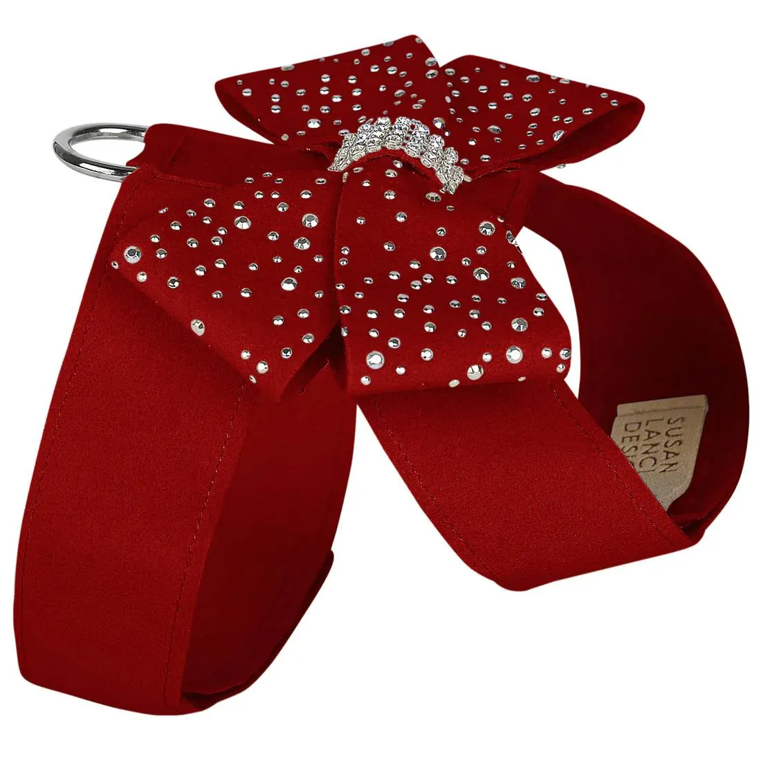 Silver Stardust Nouveau Bow Tinkie Dog Harness Red