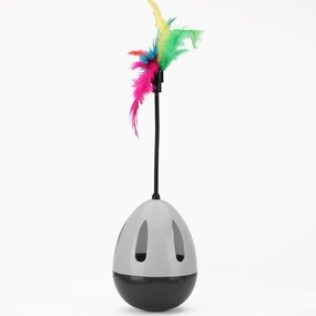 Skatrs Feather Interactive Tumbler Toy for Cats (Grey)