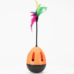 Skatrs Feather Interactive Tumbler Toy for Cats (Orange)