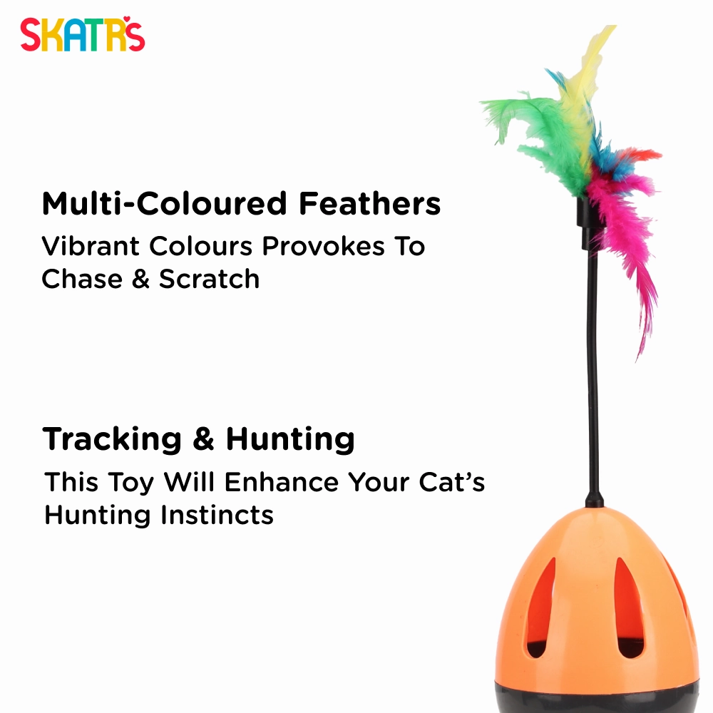 Skatrs Feather Interactive Tumbler Toy for Cats (Orange)