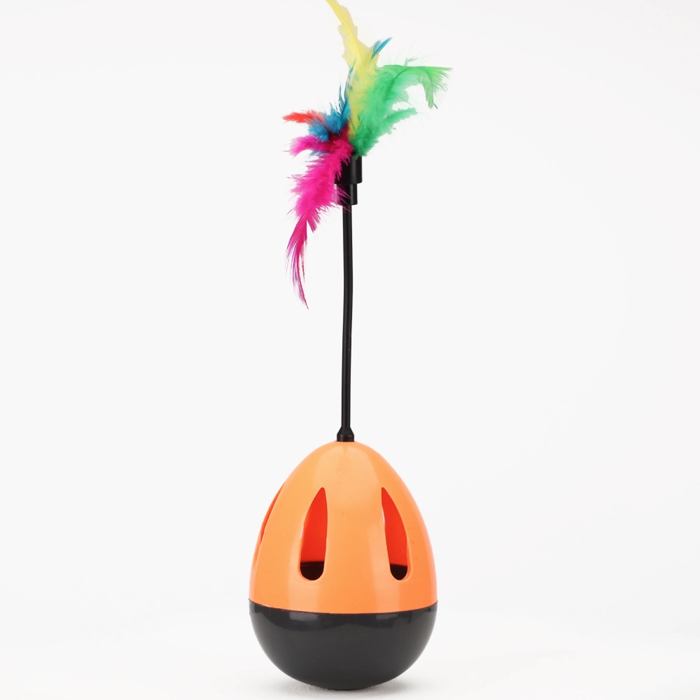 Skatrs Feather Interactive Tumbler Toy for Cats (Orange)