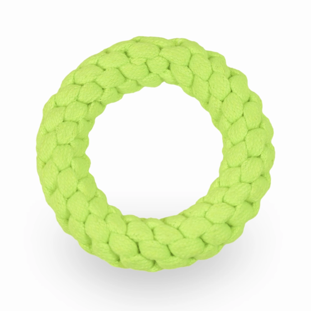Skatrs Hand Made Ring Shaped Rope Chew Toy for Cats and Dogs (Neon Green)