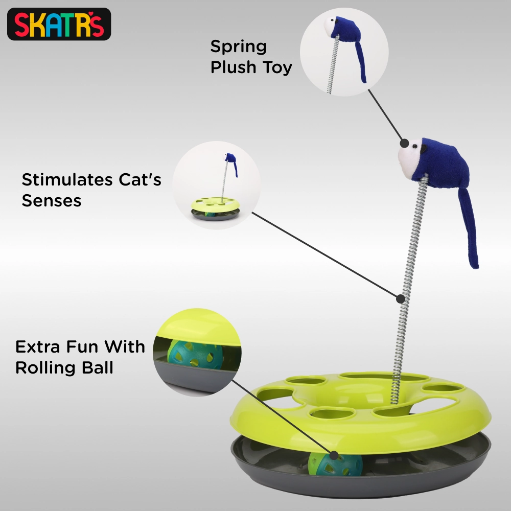 Skatrs Interactive Happy Circle Toy for Cats (Green)
