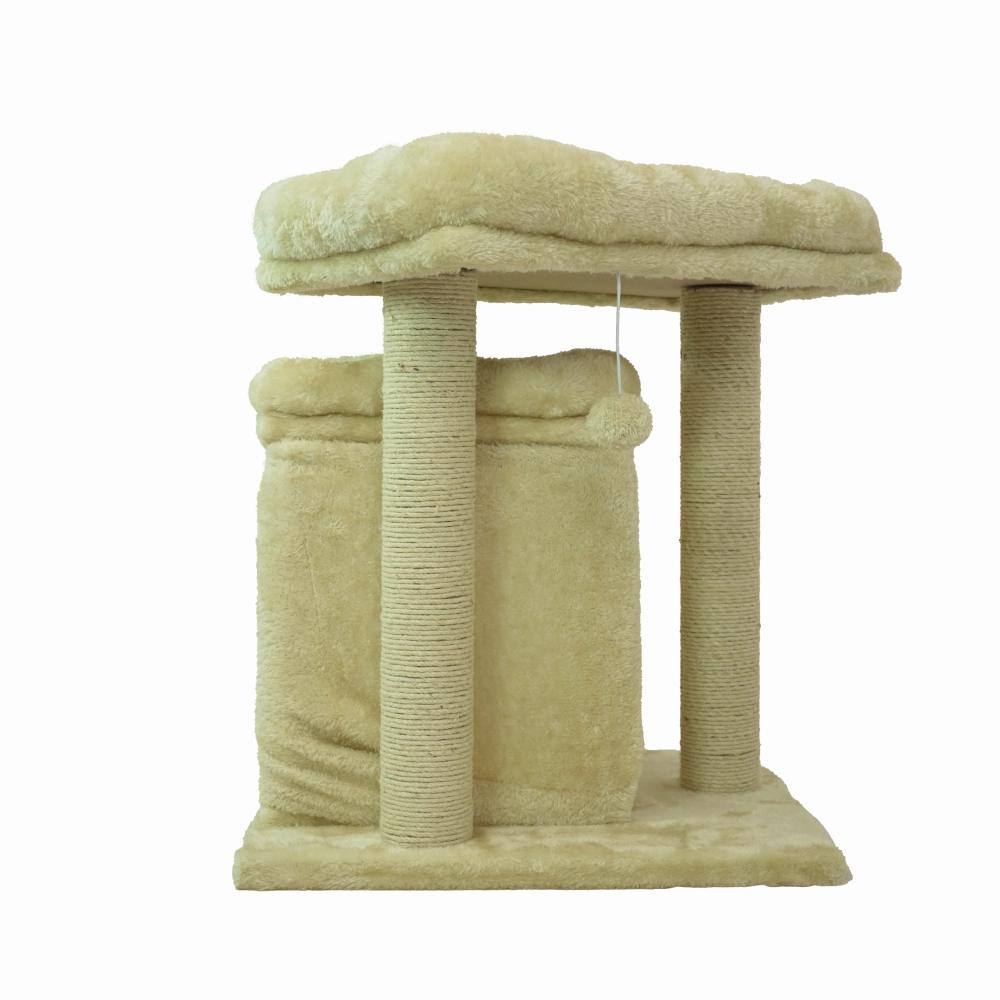 Skatrs Scratching Post Activity Tree Condo, Fur Fabric for Cats (Beige)