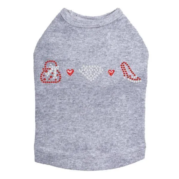 Small Purse And Shoe Rhinestone Dog Tank