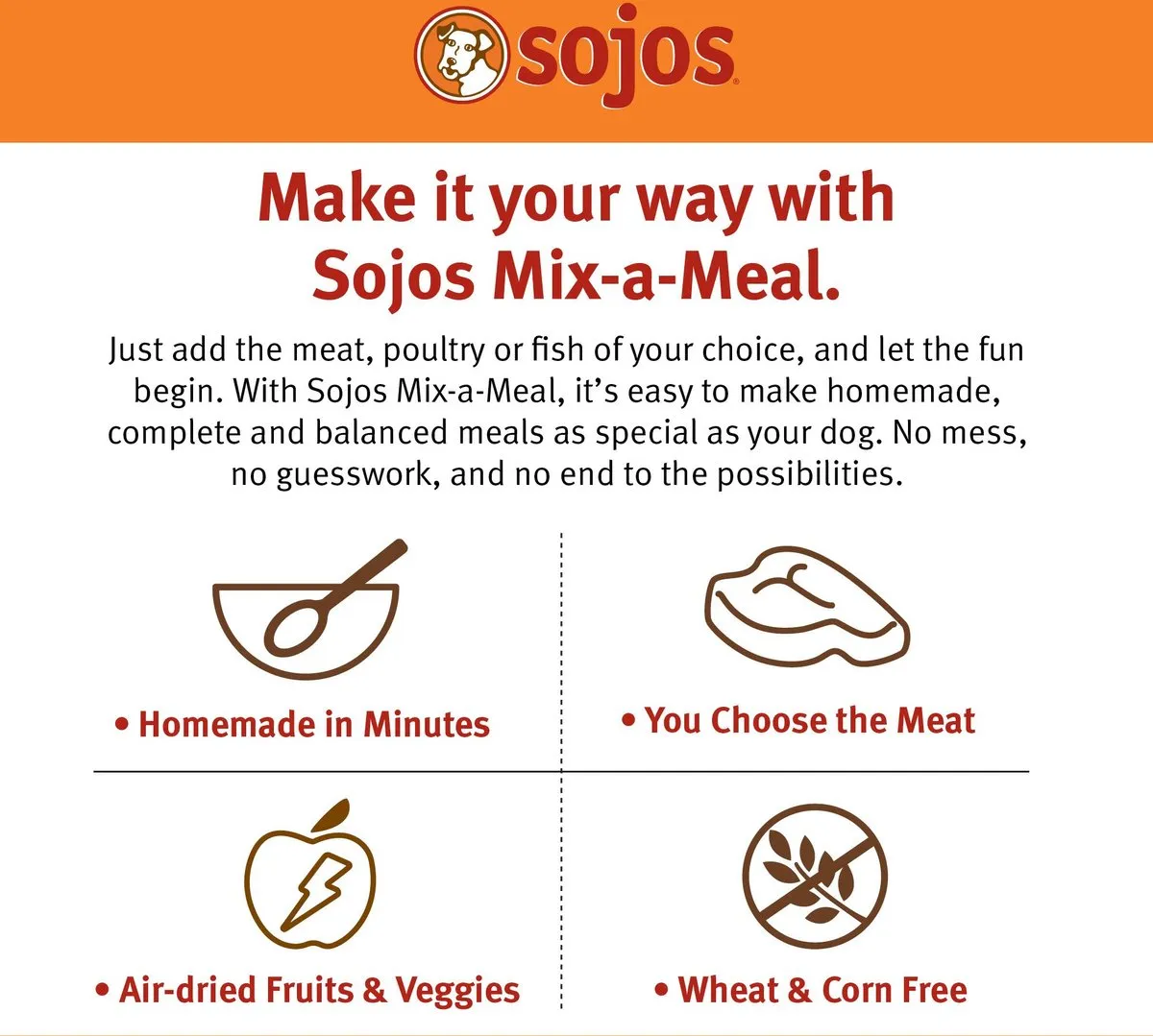Sojos Mix-A-Meal Fruit & Veggie Pre-Mix Grain-Free Dog Food