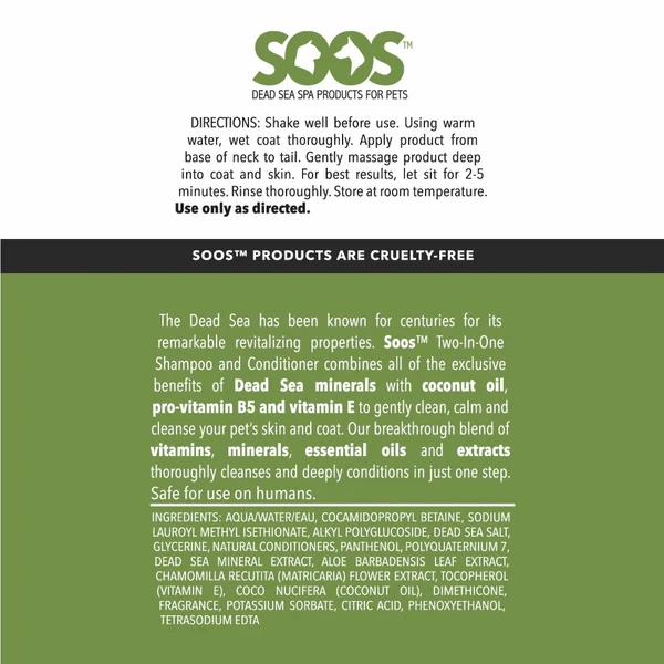 Soos Pets Natural Two-In-One Pet Shampoo and Conditioner