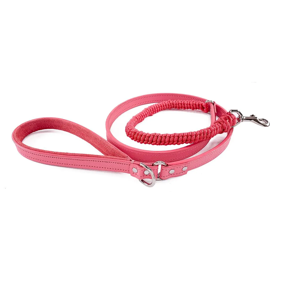 Spring Leather And Macrame Dog Leash Strawberry Ice