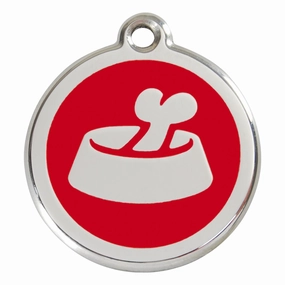 Stainless Steel And Enamel Bone In Bowl Red Dog ID Tag