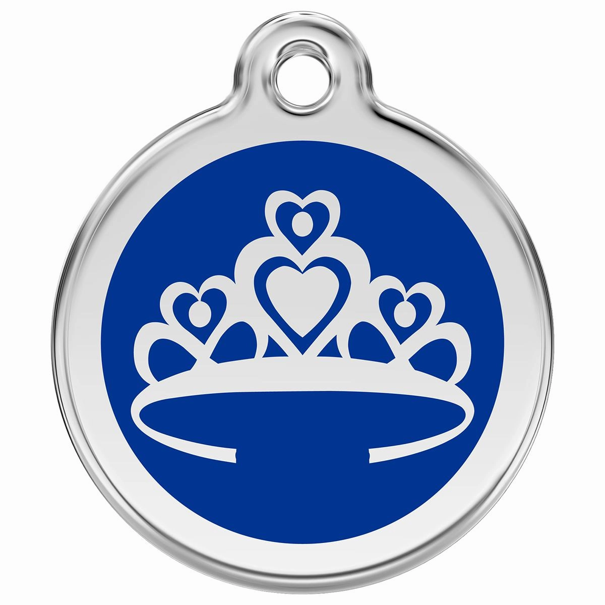 Stainless Steel And Enamel Crown Dark Blue Dog ID Tag