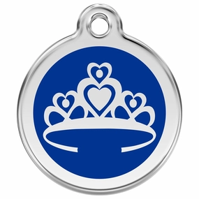 Stainless Steel And Enamel Crown Dark Blue Dog ID Tag