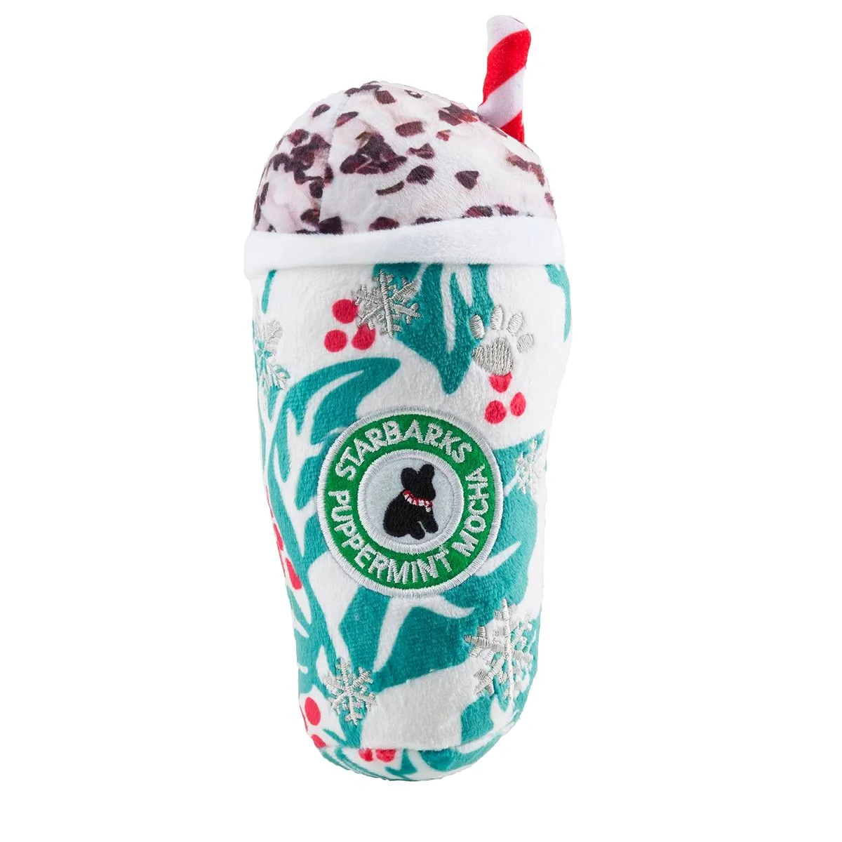 Starbarks Puppermint Mocha Holly Print Cup Dog Toy