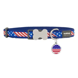 Stars And Stripes Dark Blue Dog Collar/Tag Set