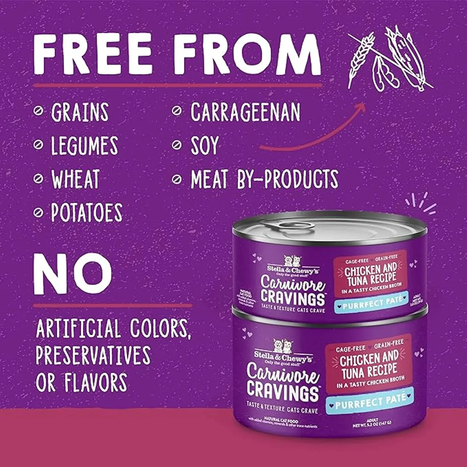 Stella & Chewy's - Carnivore Cravings Purrfect Pate Adult Cat Wet Food - Chicken & Tuna Recipe 2.8oz