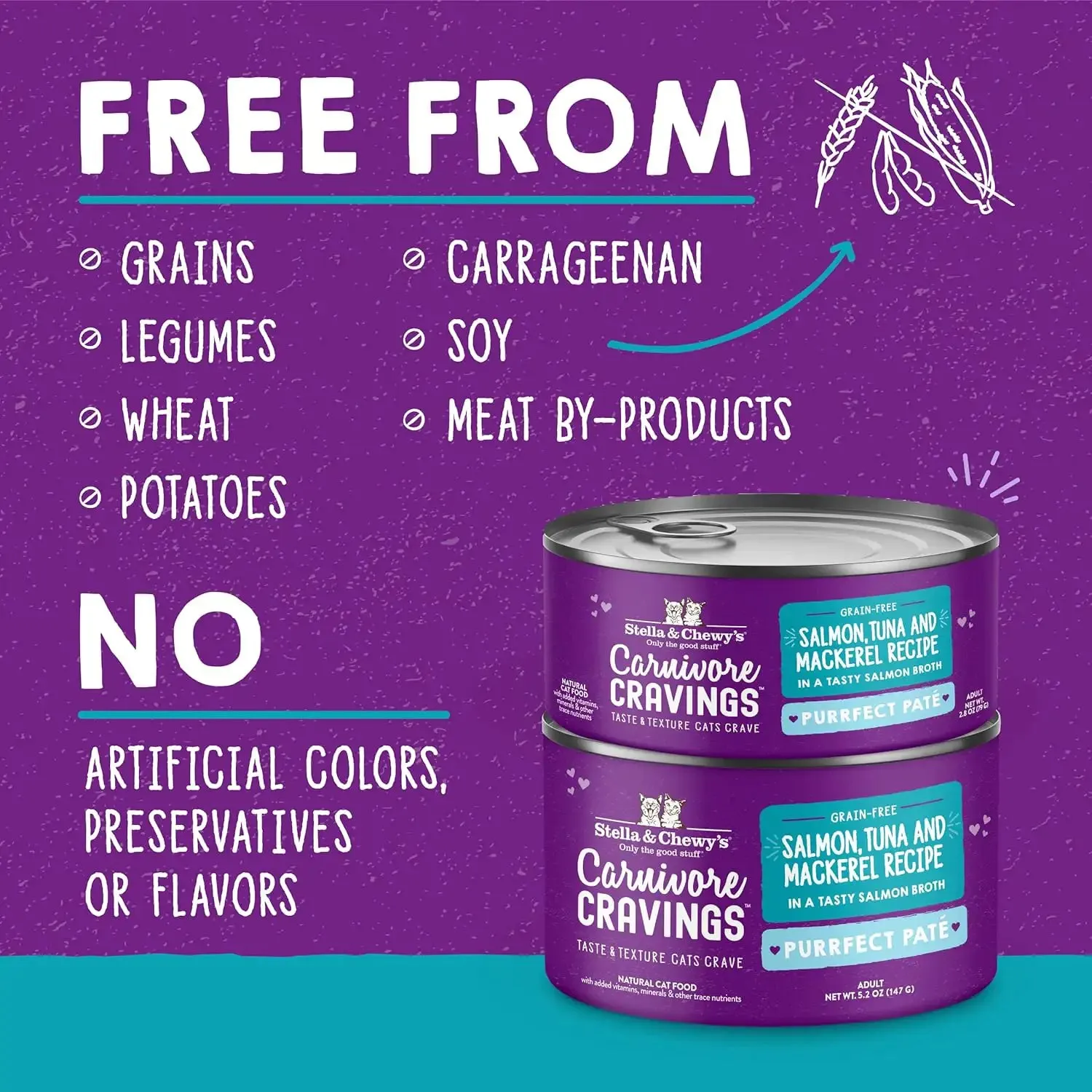 Stella & Chewy's - Carnivore Cravings Purrfect Pate Adult Cat Wet Food - Salmon, Tuna & Mackerel Recipe 2.8oz