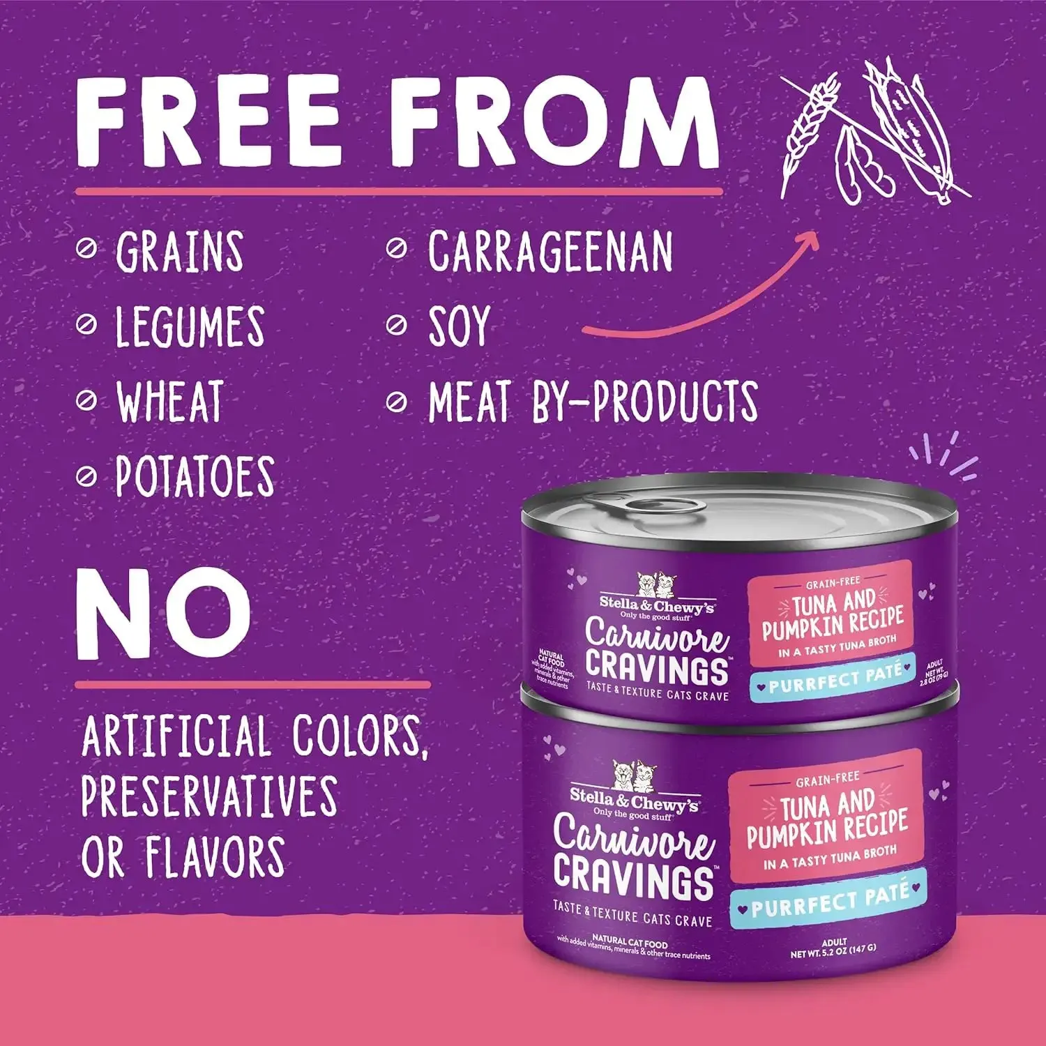 Stella & Chewy's - Carnivore Cravings Purrfect Pate Adult Cat Wet Food - Tuna & Pumpkin Recipe 2.8oz