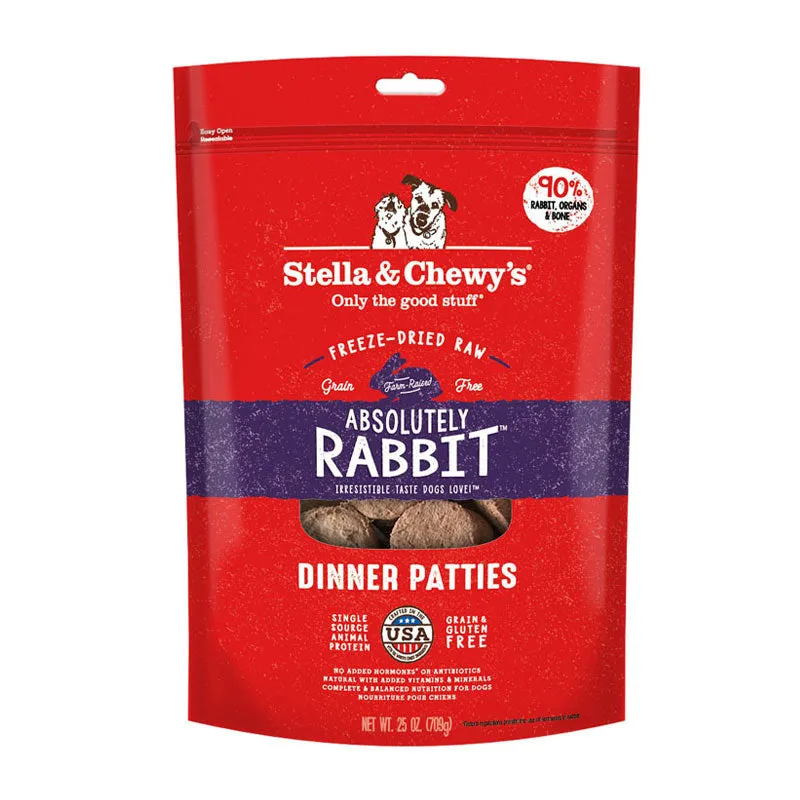 STELLA & CHEWY'S Freeze-Dried Raw Absolutely Rabbit Patties for Dogs