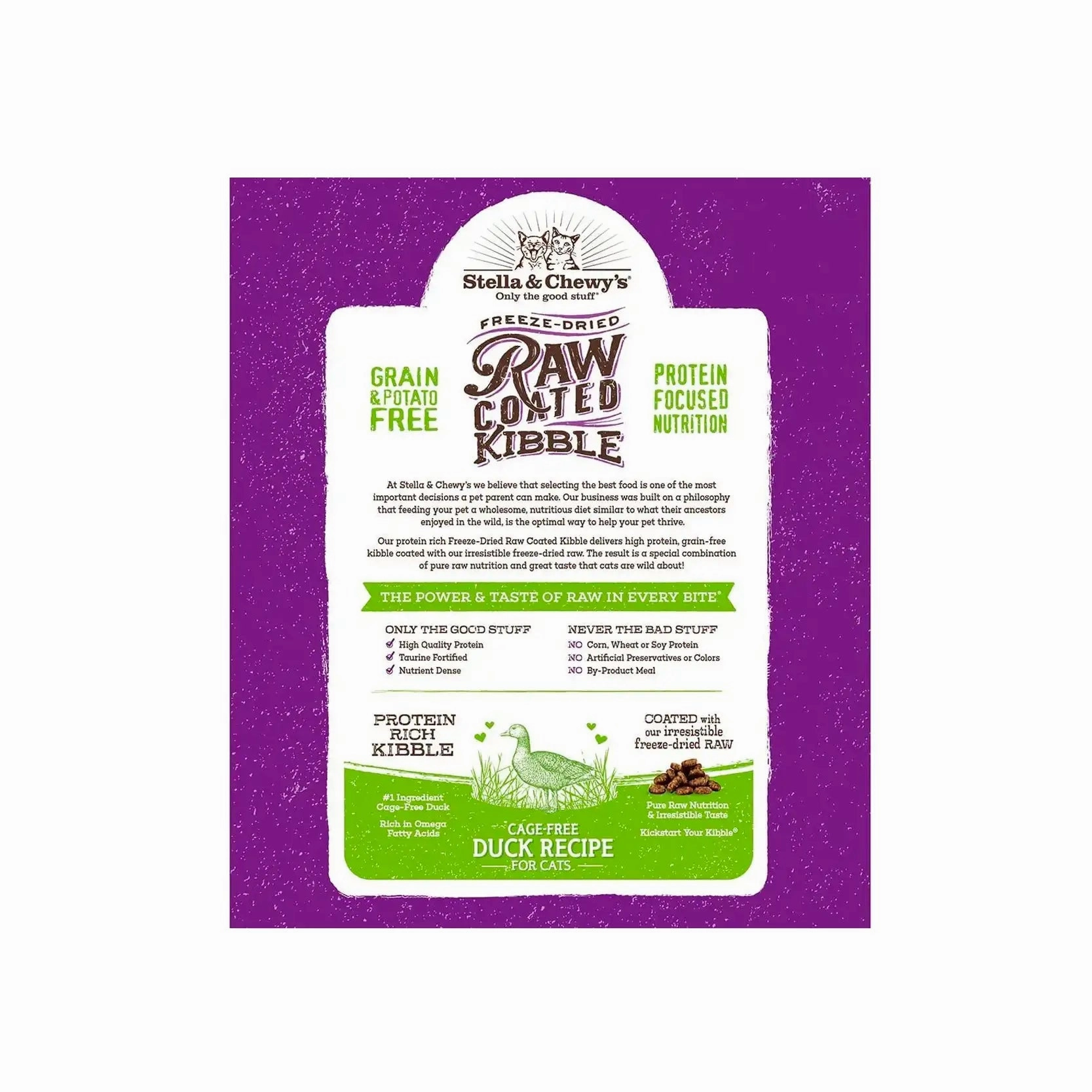 Stella & Chewy's - Freeze Dried Raw Coated Kibble for Cats (Cage-Free Duck Recipe)