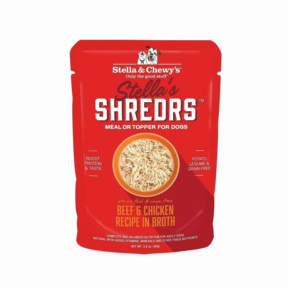 Stella's Shredrs Beef & Chicken Recipe in Broth Dog Pouch